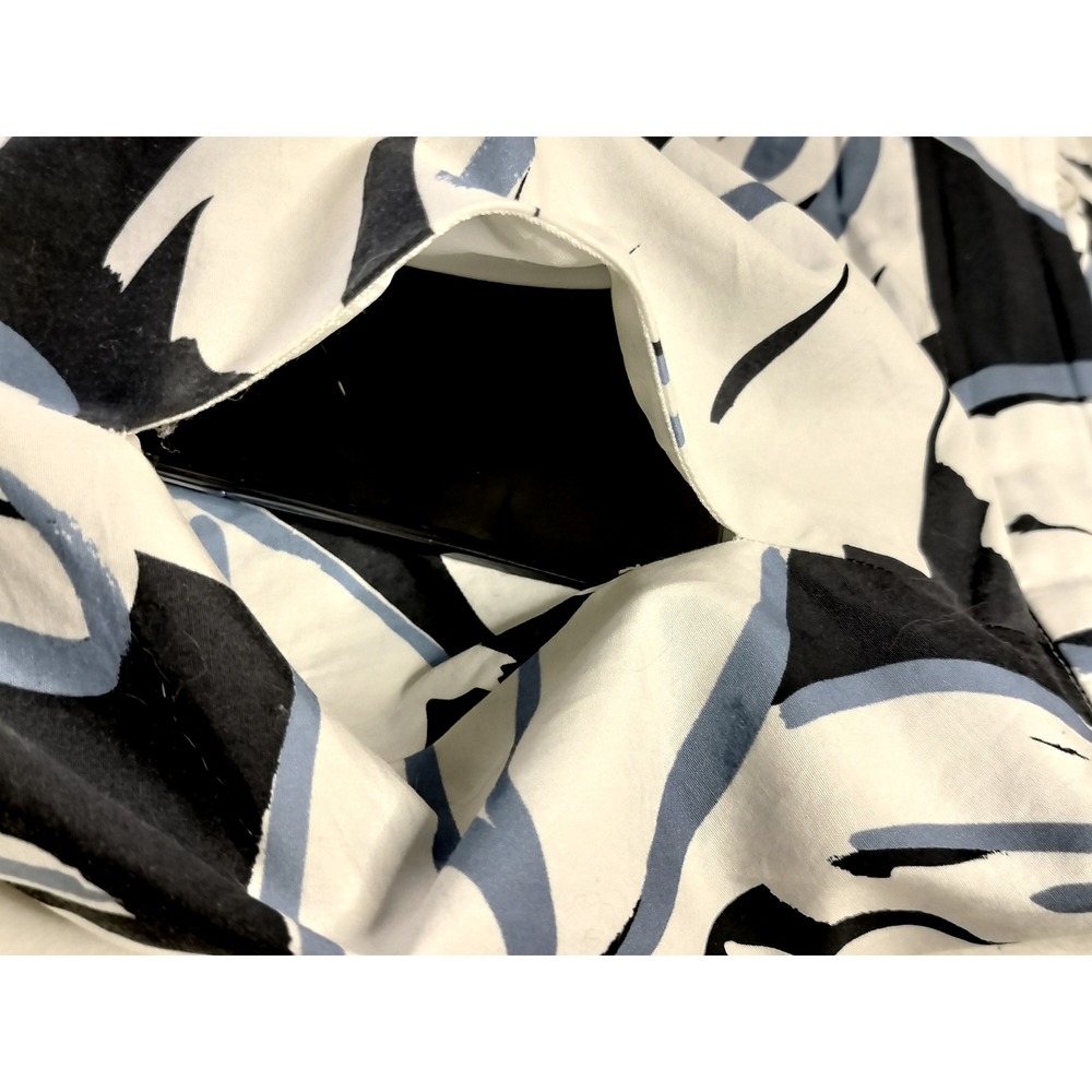 Luisa Cerano‎ Skirt Cotton Abstract Leaf Print A-Line Size 10 Navy Blue White - Picture 4 of 7